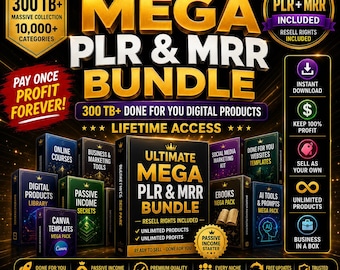 Pacchetto completo Ultimate Collection Mega PLR & MRR, prodotti digitali pronti all'uso, reddito passivo per l'avvio di un'attività, accesso a vita, kit "tutto in uno".