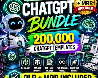 AI Digital Products Bundle, 200000+ ChatGPT Templates, PLR & MRR Bundle, ChatGPT Guide, Passive Income, Lifetime Access, Ultimate Collection