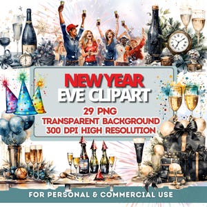 Clipart Saint-Sylvestre, PNG Happy New Year, Illustration du réveillon de Noël, Clipart célébration du Nouvel An 2025, Graphique transparent de haute qualité.