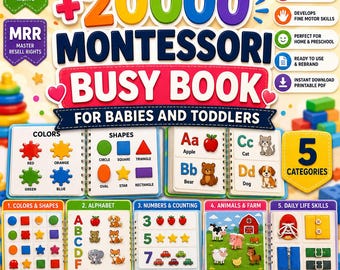 Libro interattivo Montessori per neonati e bambini piccoli PLR MRR Bundle / Kit per reddito passivo / Attività Montessori per bambini di 1 anno / Stampabile per bambini
