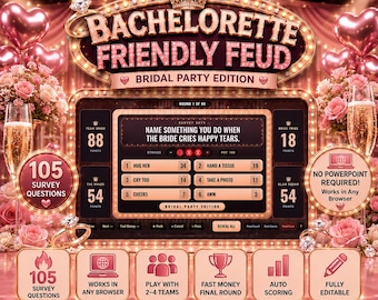 Gioco di faide per addio al nubilato, giochi interattivi per feste di fidanzamento, attività per la tribù della sposa, domande modificabili, nessuna app necessaria, giocabile ovunque