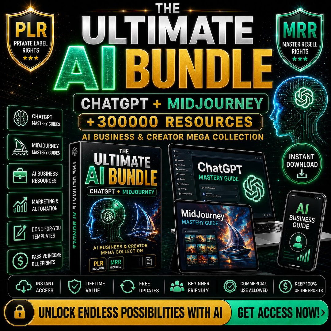 The Ultimate Ai Bundle, Chatgpt and Midjourney Master Collection, Plr ...