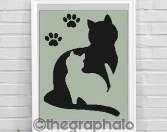 Love Cats Silhouette Crochet Graphghan Pattern