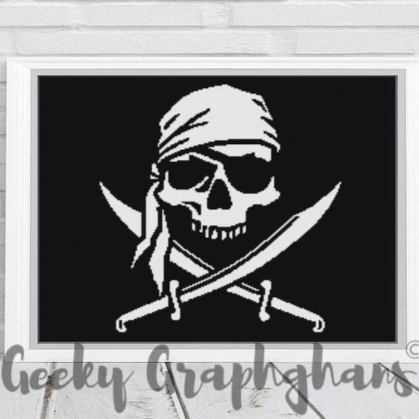 Jolly Roger Pirate Flag Crochet Graphghan Pattern