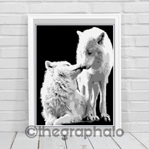 Wolves Crochet Graphghan Pattern Throw Size SC 180 x 240