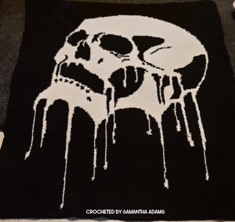 Melting Skull Crochet Graphghan Pattern Etsy