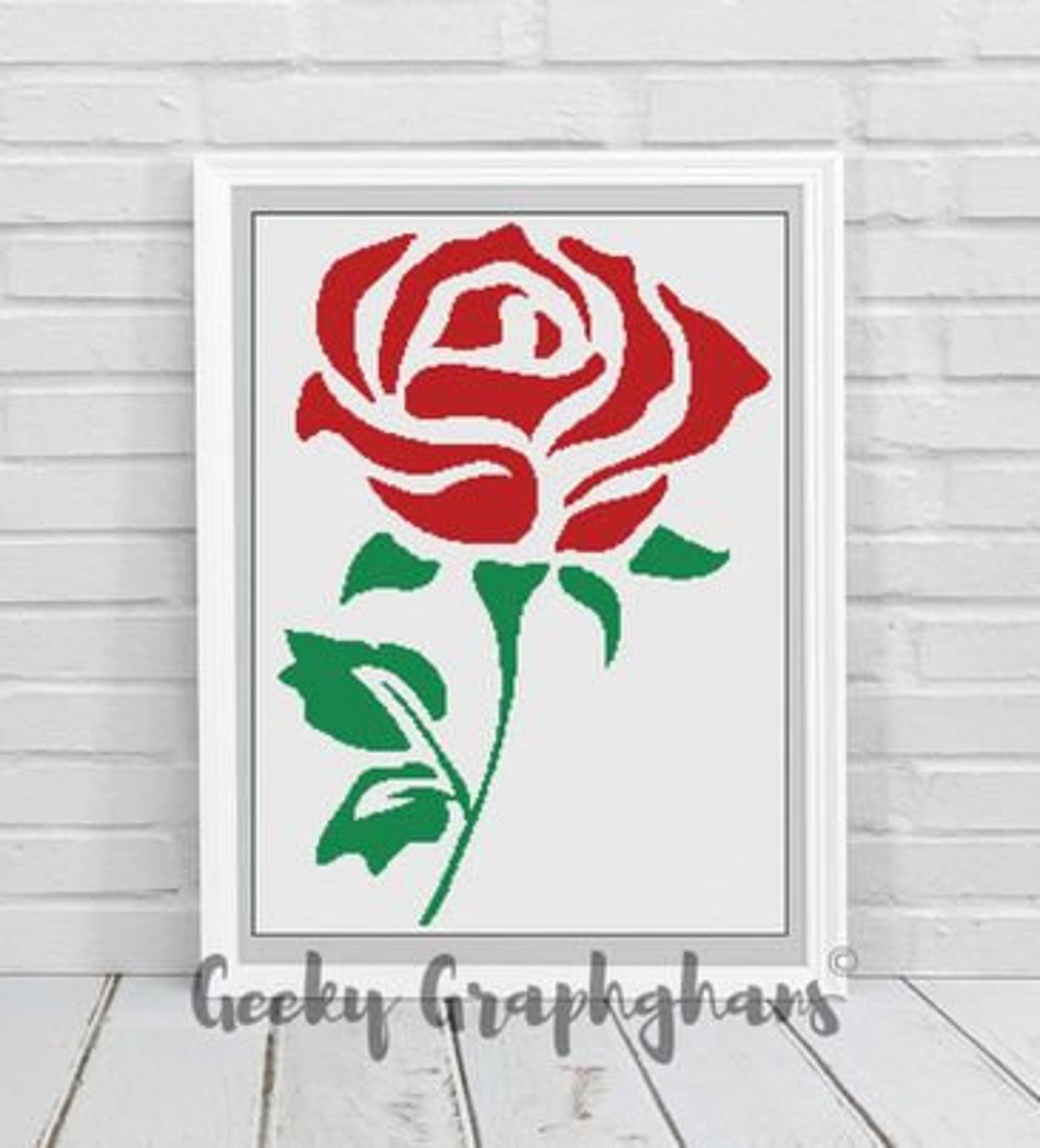 English Rose Graphghan Pattern - Etsy
