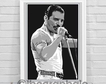 Freddie Mercury Crochet Graphghan Pattern SC 200 x 340