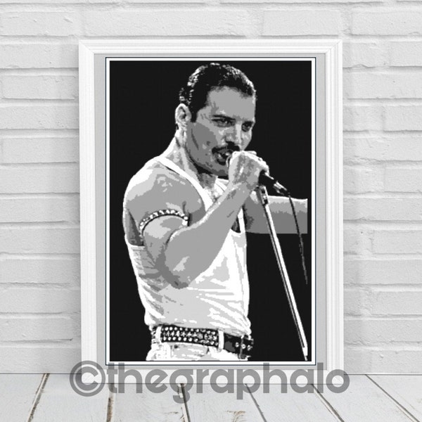 Freddie Mercury Crochet Graphghan Pattern SC 200 x 340