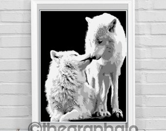 Wolves Crochet Graphghan Pattern Queen Size SC 240 x320