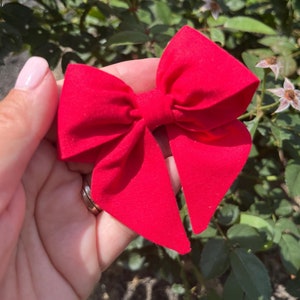 Pay What You Can Red Hair Bow for Girls, Red Hair Bow Clip for Toddlers, Red Baby Bow on Nylon, Red Christmas Hair Bow, Red Sailor Bow