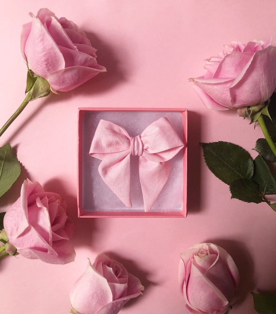 Handmade Blush Pink Hair Bow: 3" Cotton Clip or Headband
