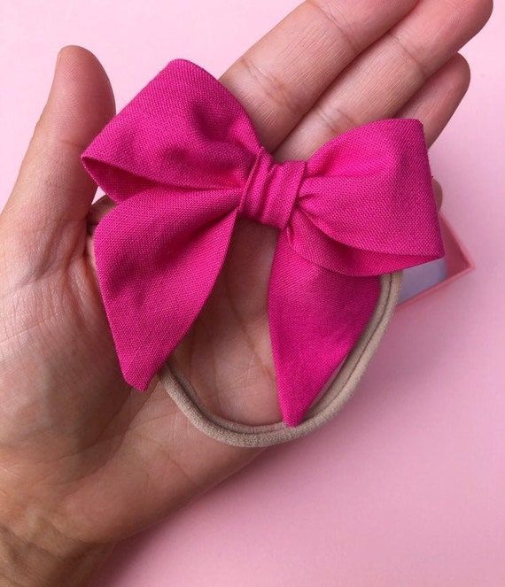 Hot Pink Hair Bow for Girls, Pink Hair Bow Clips, Baby Girl Hot Pink Bow  Headband, Pink Sailor Bow, Barbie Hair Bow, Minnie Pink Hair Bow 