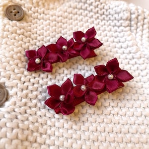 Fall Floral Hair Clips for Girls, Handmade Fall Floral Hair Clips, Simple Floral Baby Hair Clip, Baby Floral Barrettes