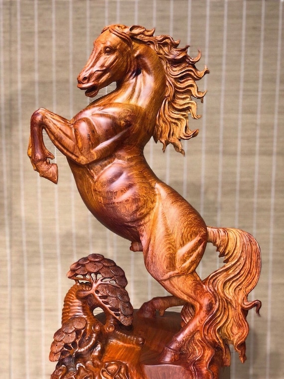 wood sculpture horse