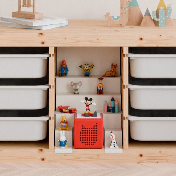 Tonie-Regal für IKEA Trofast, magnetische Stufen zur Aufbewahrung von bis zu 40 Tonie Figuren, wahlweise mit Platz für Toniebox