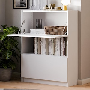 Flap for IKEA Billy Shelf - 80 x 30 cm, White or Oak, Privacy Folding Door for Bookshelf