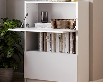 Klappe für IKEA Billy Regal - 80 x 30cm, Weiß oder Eiche, Sichtschutz-Klapptür für Bücherregal