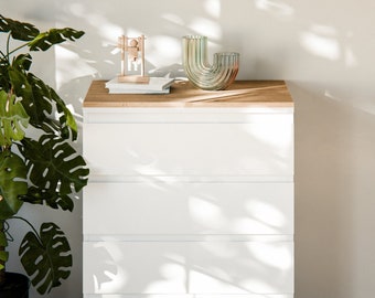 Holzplatte für Ikea Malm Kommode, Eiche - Deckplatte, Holzbrett 80,4 x 48,2cm