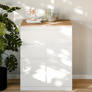 Holzplatte für Ikea Malm Kommode, Eiche - Deckplatte, Holzbrett 80,4 x 48,2cm