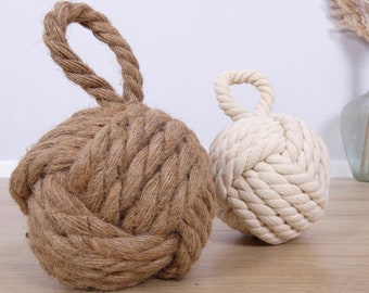 Maritime doorstop in knot look made of rope, Ø 15 cm, 1.5 kg