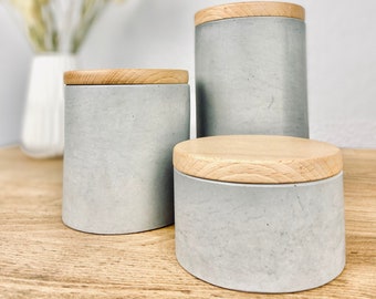 Concrete storage tin | concrete tin | storage jar | coffee tin | various sizes with high-quality beech wood lid