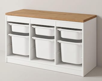 Wooden panel for IKEA Trofast storage, white, 90 x 44 cm, Artisan Oak top panel, IKEA hack
