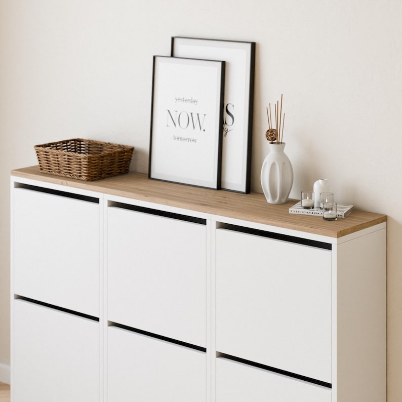 Holzplatte für IKEA Bissa Schuhschrank Eiche Deckplatte zum Abdecken Abdeckplatte