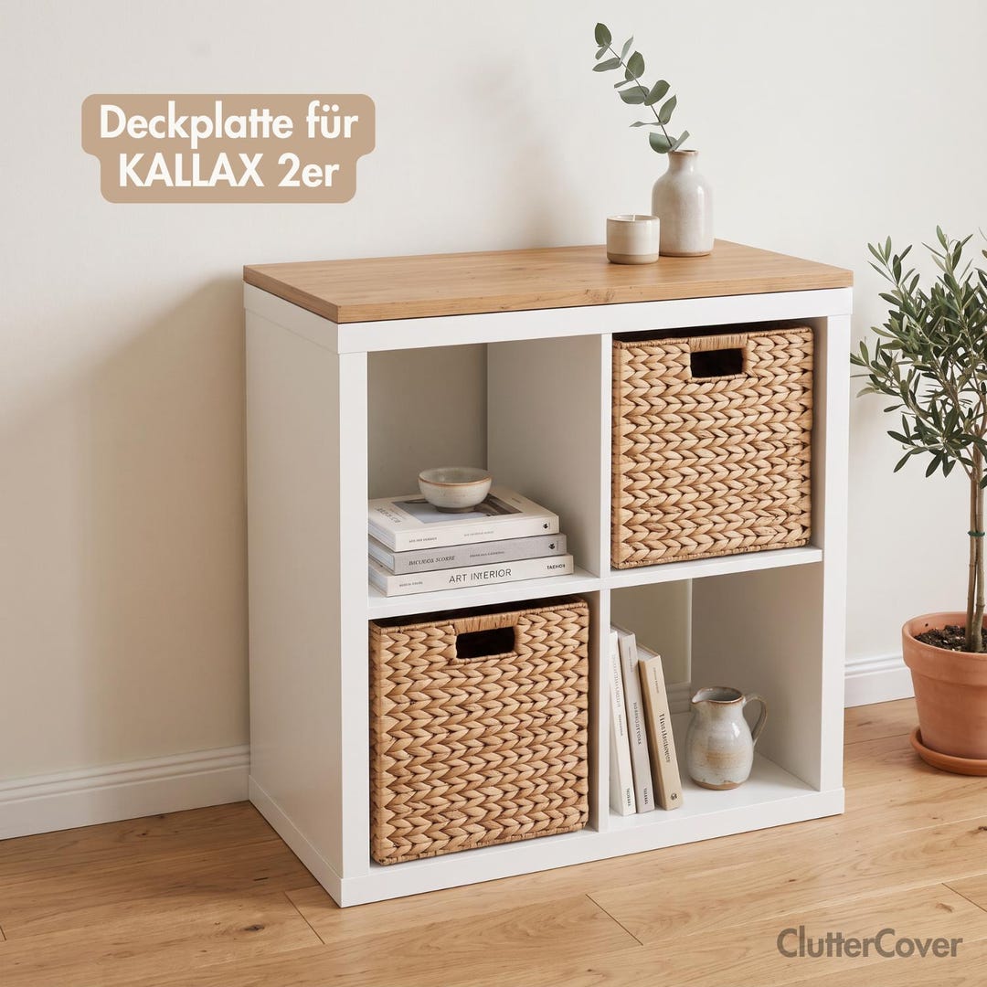 Wooden Panel for 2-compartment Ikea Kallax Shelf, Oak - Top Panel