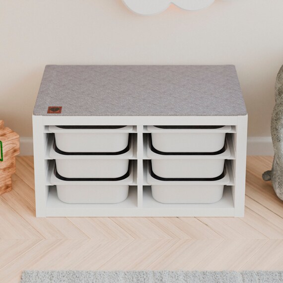 Ikea Kallax Insert schuuver Rail System With Trofast Boxes in 