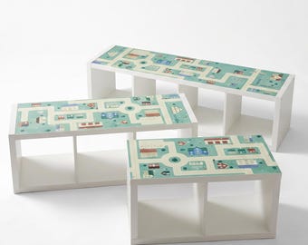Spielfolie für IKEA Kallax Regal 2er 3er und 4er, PVC freie Klebefolie als Spielwelt im Kinderzimmer, Spieltisch DIY, Möbelfolie