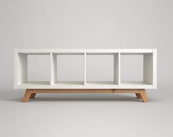 Base frame for IKEA Kallax shelf unit, 4 compartments wide, wooden frame 132 x 33 x 14 cm, Artisan Oak - riser, furniture feet, for Kallax 4x1 & 4x2