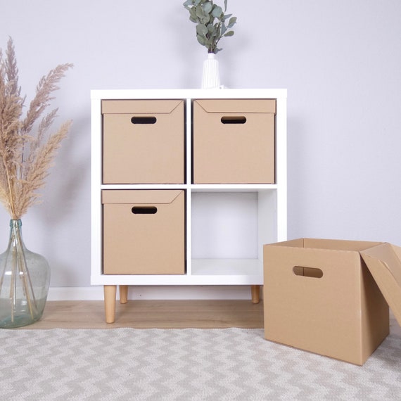 Ikea Kallax Box aus Pappe Stabile Kiste mit integriertem Deckel Faltbare Aufbewahrungsbox