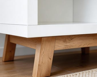 Base frame for IKEA Kallax shelving units (2, 3 & 4 units), Artisan Oak wooden frame - height adjustment, furniture feet to match our wooden panels