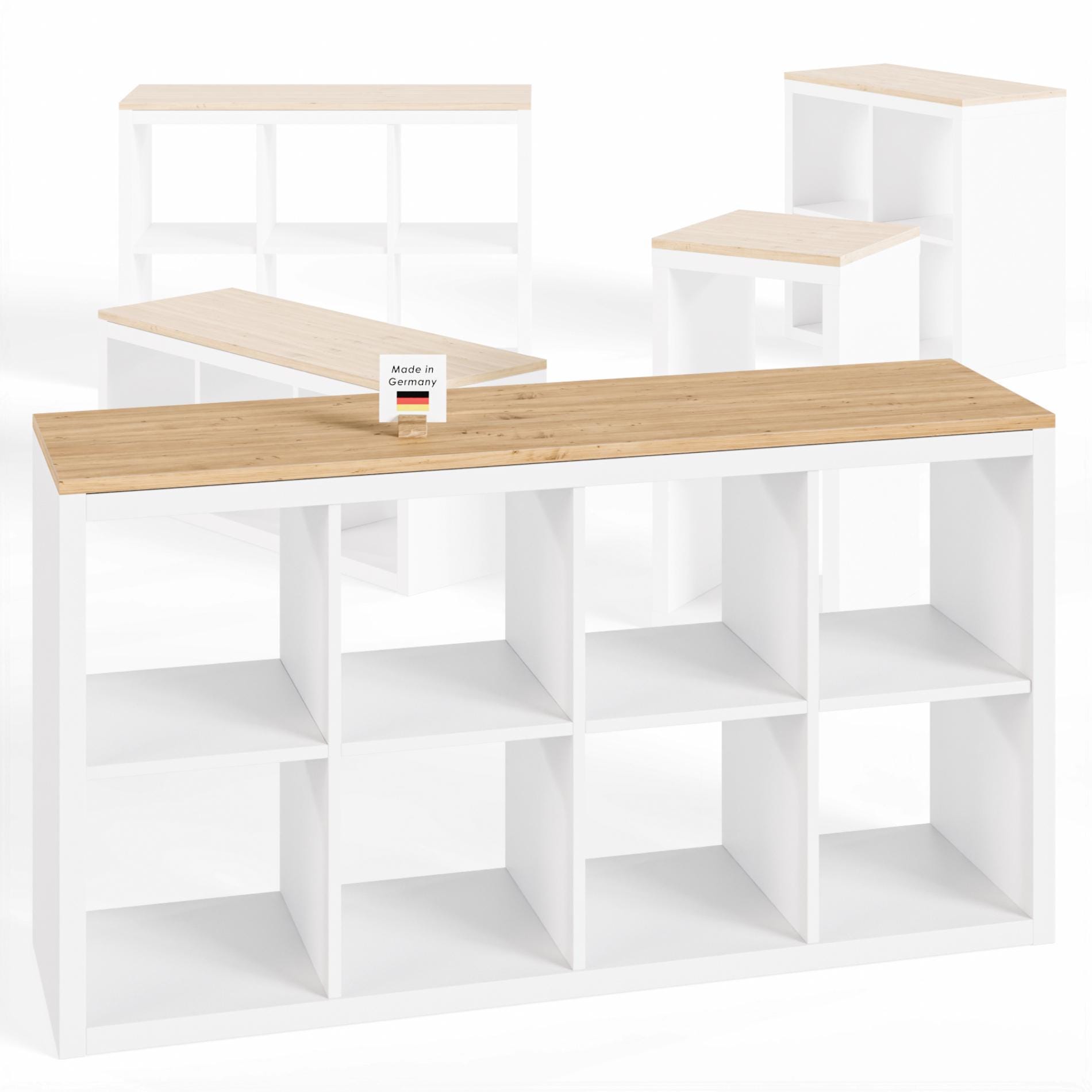 Wooden Board for 4-tier Ikea Kallax Shelf, Oak - Top Plate, Wooden