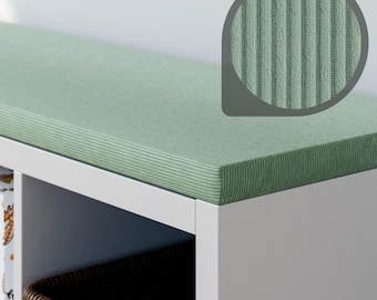 Cuscino per seduta in velluto a coste verde per mobili IKEA Kallax a 2, 3 e 4 ripiani, cuscino imbottito per panca, cuscino per seduta, cuscino decorativo con fodera lavabile in velluto a coste color salvia