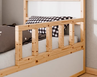 Gitter für IKEA Kura Bett, Rausfallschutz aus Holz 100 x 30cm, Schutzgitter für Kindebett, vormontiert