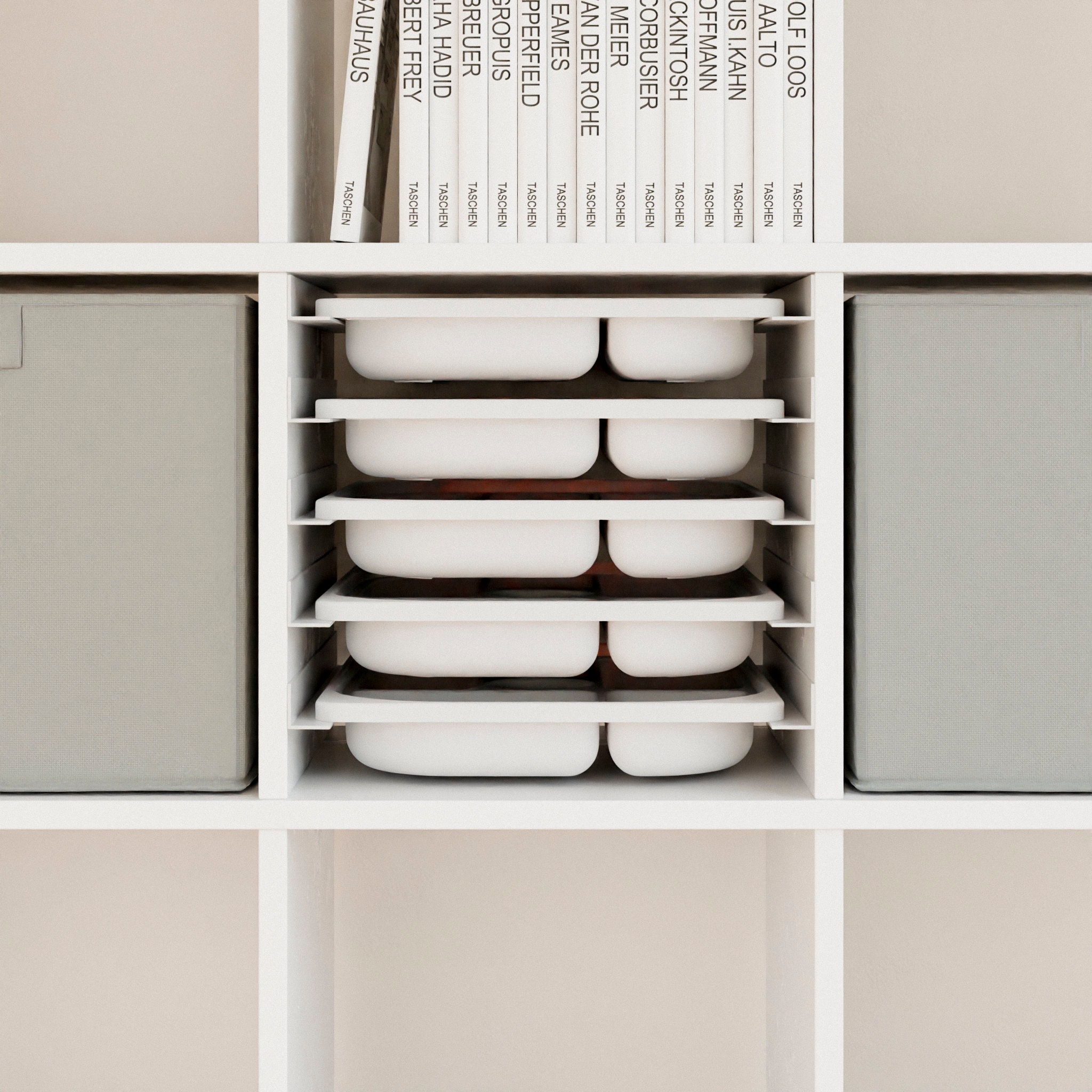 Sistema de rieles de inserción Ikea Kallax con cajas de clasificación  Trofast, cajas para guardar juguetes, herramientas, Lego, utensilios de  costura -  España