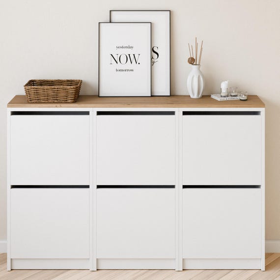 Wooden Top for 3 IKEA Bissa Shoe Cabinets, Oak Top for Three Shoe Racks Next to Each Other – 147.0 X 28.0 X 1.9 Cm