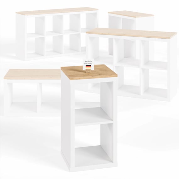 Holzplatte für 1er IKEA Kallax Regal, Eiche - Deckplatte, Holzbrett für Würfelregal mit einem Fach Breite, 41,3 x 39,2 x 1,9cm