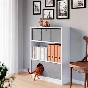 Cat cave for IKEA Billy shelf 75 x 25 x 29 cm, felt cat basket for bookshelf, felt cave for cats and small dogs, gray image 5