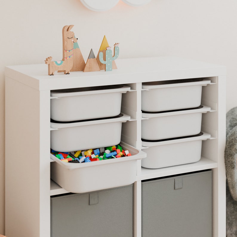 Ikea Kallax Einsatz Schuuver Schienensystem mit Trofast Boxen in verschiedenen Farben ideal für die Aufbewahrung von Spielzeug Bild 2