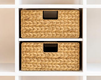 Basket for IKEA Kallax shelf, woven basket (32 x 34 x 32 cm) & (30 x 34 x 15 cm) for full or half compartment, shelf basket made of water hyacinth