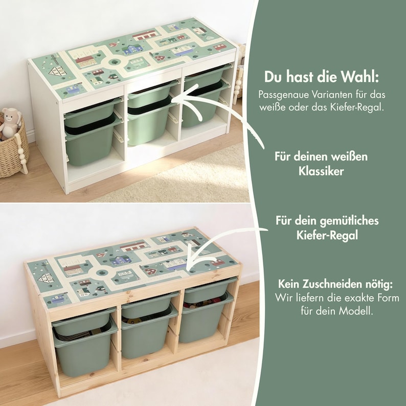 Spielfolie zum Aufkleben auf IKEA Trofast Regal Hack Spieltisch Möbelfolie Kinderzimmer Stadtleben Spielen