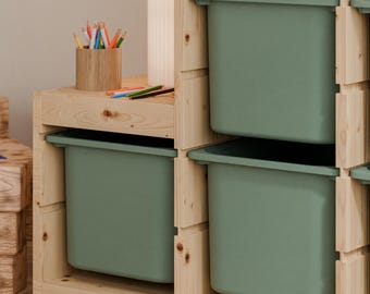 Grande scatola "TRÖVI" in verde eucalipto per scaffale IKEA Trofast, 42 × 30 × 23 cm, contenitore profondo in plastica per giocattoli e articoli per la casa