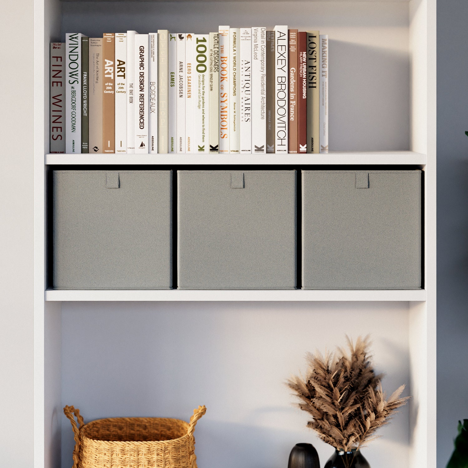 Aesthetic Storage Baskets for BILLY Bookcase Shelves