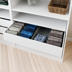 Organizzatore per cassetti PAX, scatole per guardaroba IKEA, sistema di organizzazione dei cassetti, scatole per ordinare i vestiti