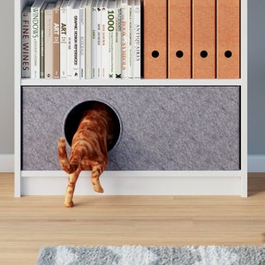 Cat cave for IKEA Billy shelf 75 x 25 x 29 cm, felt cat basket for bookshelf, felt cave for cats and small dogs, gray image 1