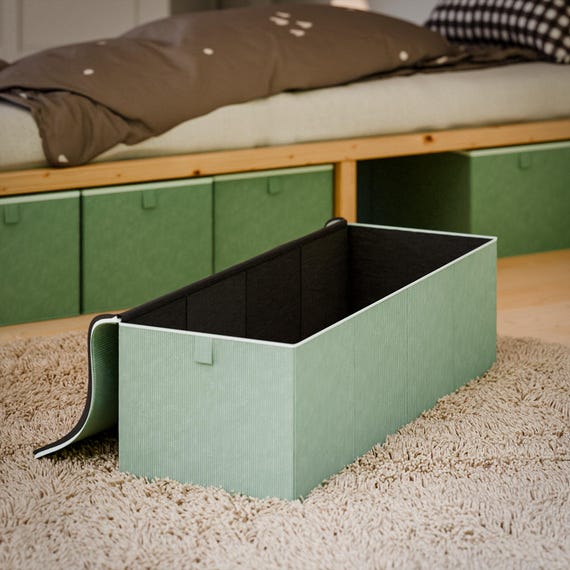 Storage Box for IKEA Kura Bed, Under-bed Storage Box Made of Corduroy Fabric, 90 X 32 X 27 Cm – Under-bed Chest of Drawers, Box in Beige, Pink or Green