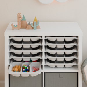 Ikea Kallax Einsatz Schienensystem mit Trofast Sortierkästen, Boxen für die Aufbewahrung von Spielzeug, Werkzeug, Lego, Nähutensilien Bild 5